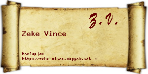 Zeke Vince névjegykártya
